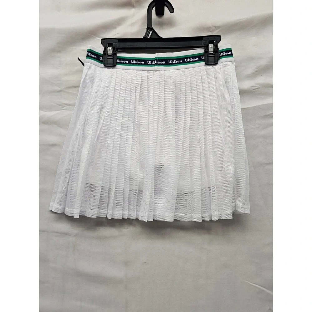 Wilson Girls Mesh Pleated Tennis Skort White Polyester Blend Athletic Size Large